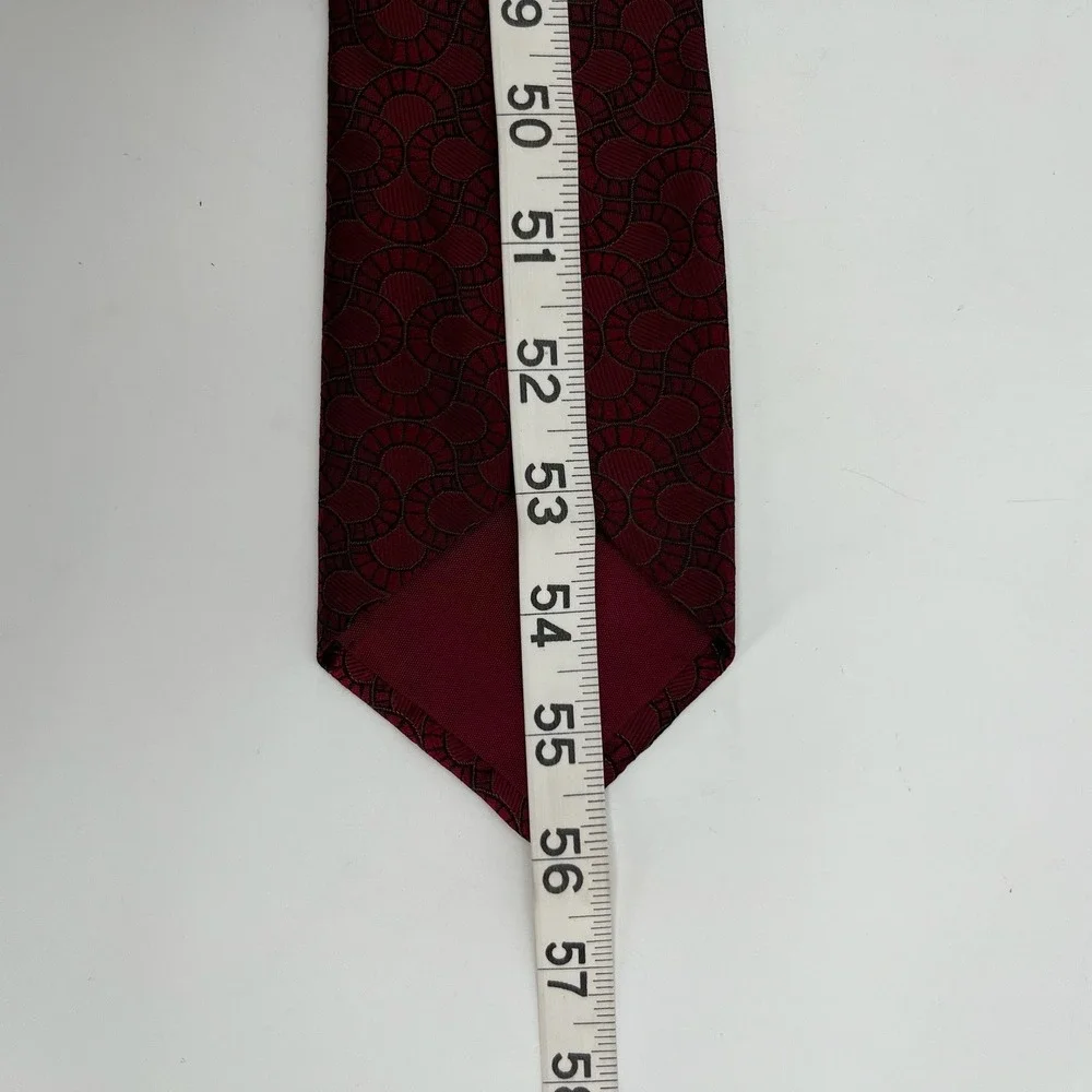 Vtg 80s Michelsons Harvard Coop Tie Mens Red Silk England Geometric Necktie